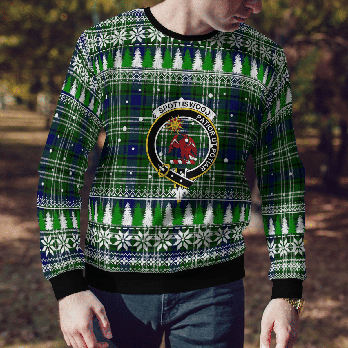 Clan Spottiswood (Tweedside) Crest Tartan Christmas Ugly Sweater LY62 Spottiswood (Tweedside) Crest Tartan Tartan Ugly Sweater   