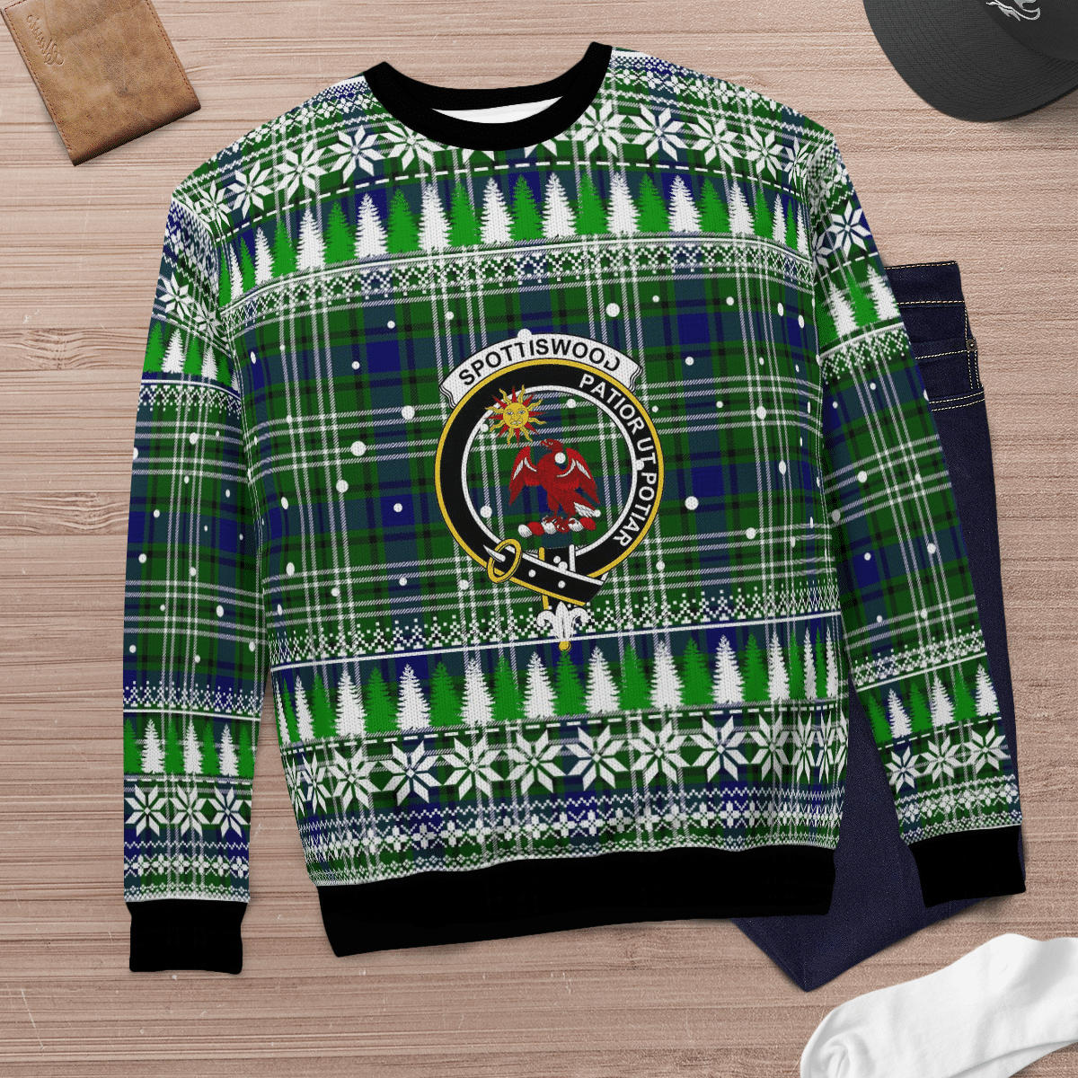 Clan Spottiswood (Tweedside) Crest Tartan Christmas Ugly Sweater LY62 Spottiswood (Tweedside) Crest Tartan Tartan Ugly Sweater   