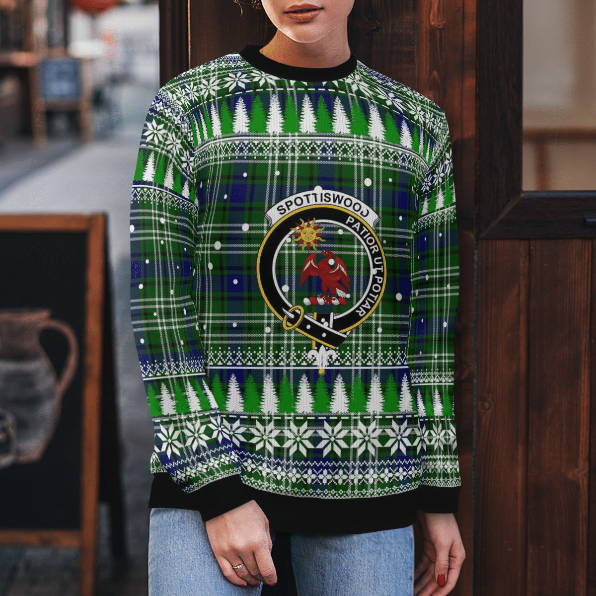 Clan Spottiswood (Tweedside) Crest Tartan Christmas Ugly Sweater LY62 Spottiswood (Tweedside) Crest Tartan Tartan Ugly Sweater   