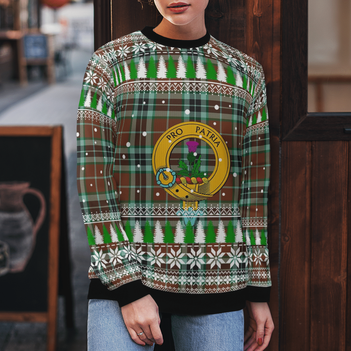 Clan Thomson Hunting Modern Crest Tartan Christmas Ugly Sweater LG64 Thomson Hunting Modern Crest Tartan Tartan Ugly Sweater   