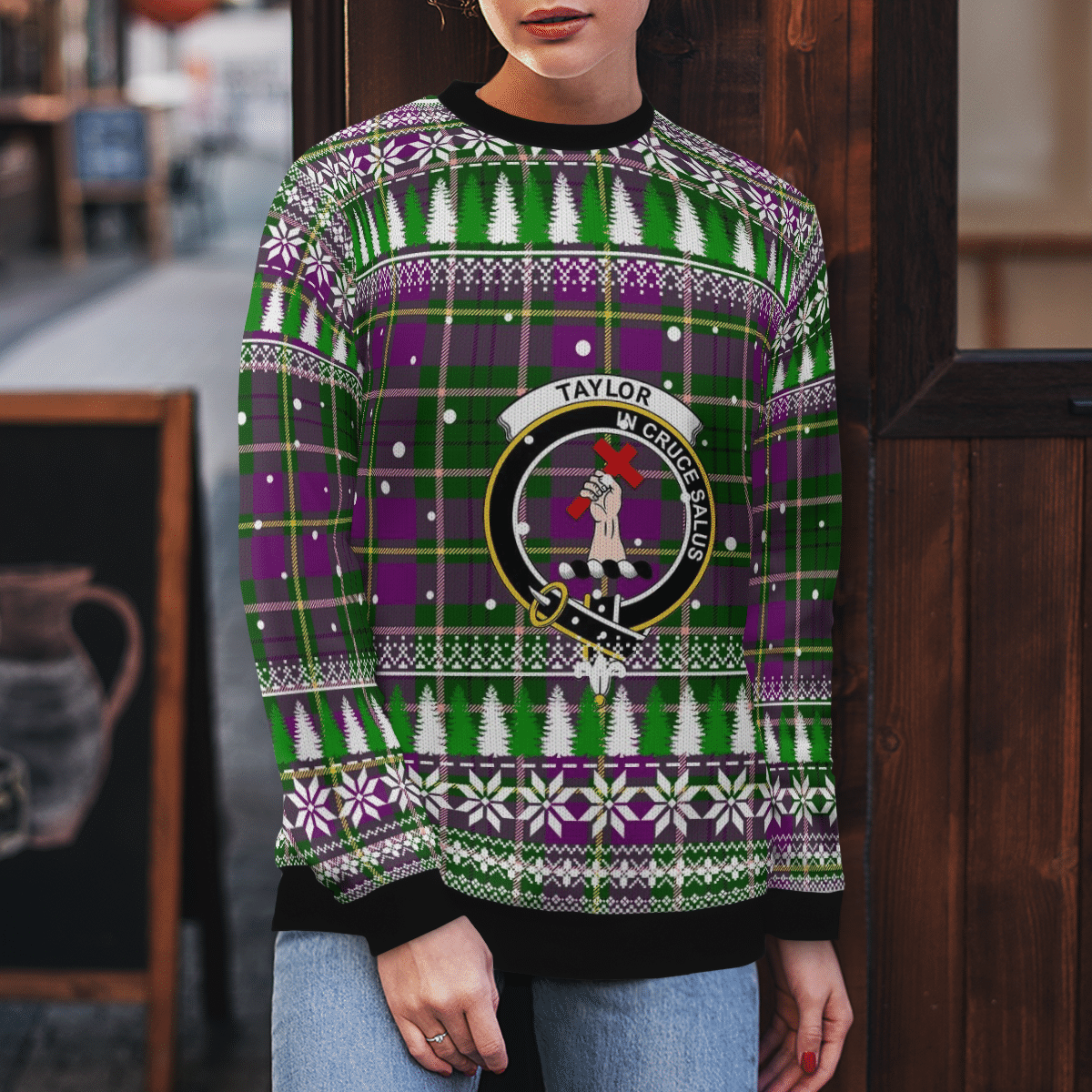 Clan Taylor Crest Tartan Christmas Ugly Sweater UQ95 Taylor Crest Tartan Tartan Ugly Sweater   