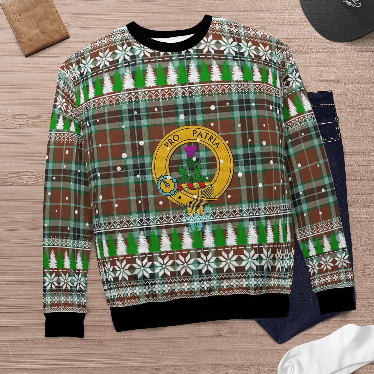 Clan Thomson Hunting Modern Crest Tartan Christmas Ugly Sweater LG64 Thomson Hunting Modern Crest Tartan Tartan Ugly Sweater   