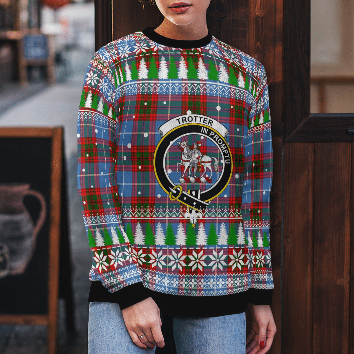 Clan Trotter Crest Tartan Christmas Ugly Sweater PM76 Trotter Crest Tartan Tartan Ugly Sweater   