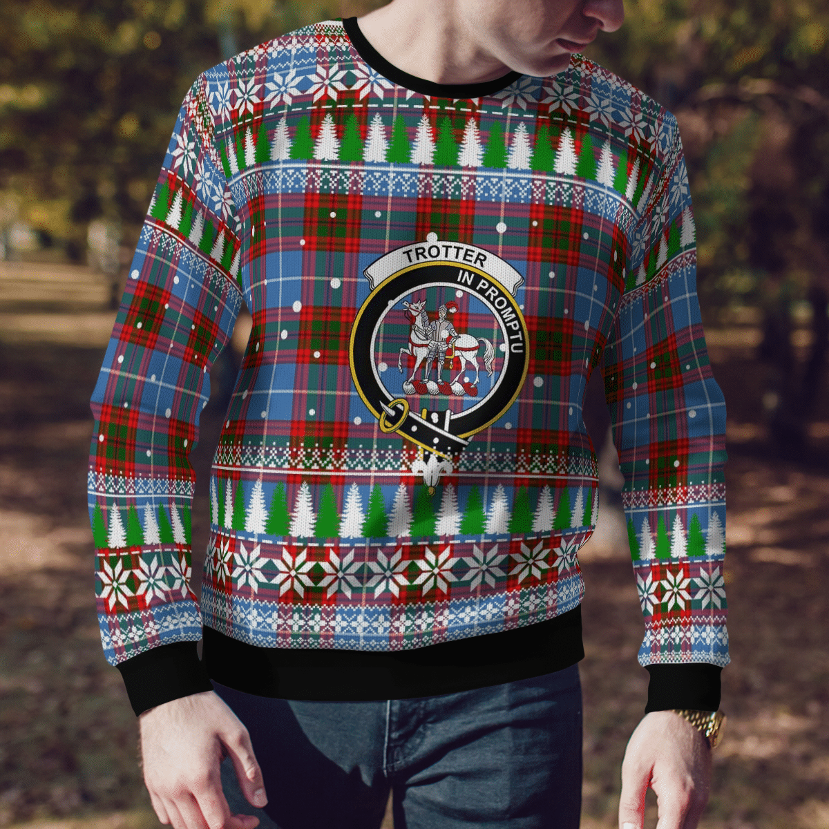 Clan Trotter Crest Tartan Christmas Ugly Sweater PM76 Trotter Crest Tartan Tartan Ugly Sweater   