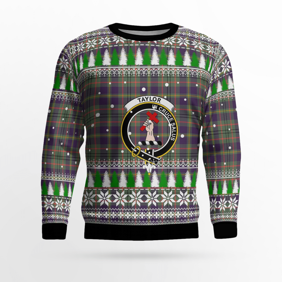 Clan Taylor Weathered Crest Tartan Christmas Ugly Sweater KP12 Taylor Weathered Crest Tartan Tartan Ugly Sweater   