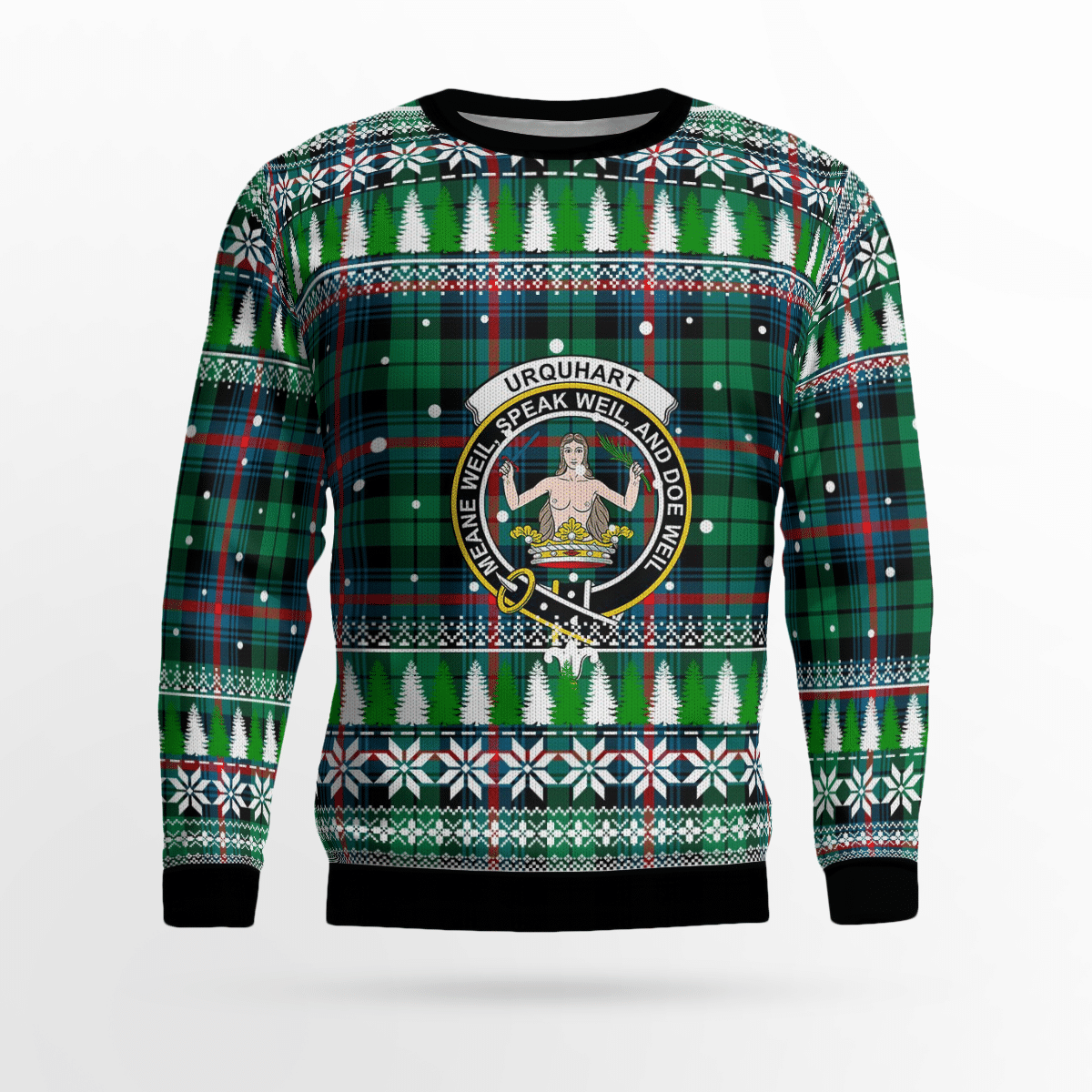 Clan Urquhart Broad Red Ancient Crest Tartan Christmas Ugly Sweater PN52 Urquhart Broad Red Ancient Crest Tartan Tartan Ugly Sweater   