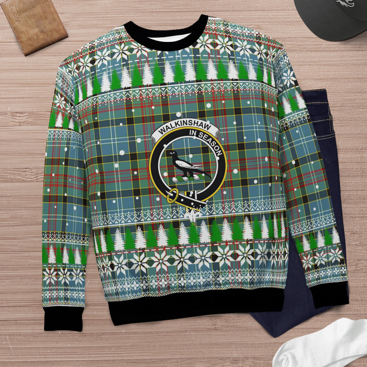 Clan Walkinshaw Crest Tartan Christmas Ugly Sweater GC80 Walkinshaw Crest Tartan Tartan Ugly Sweater   