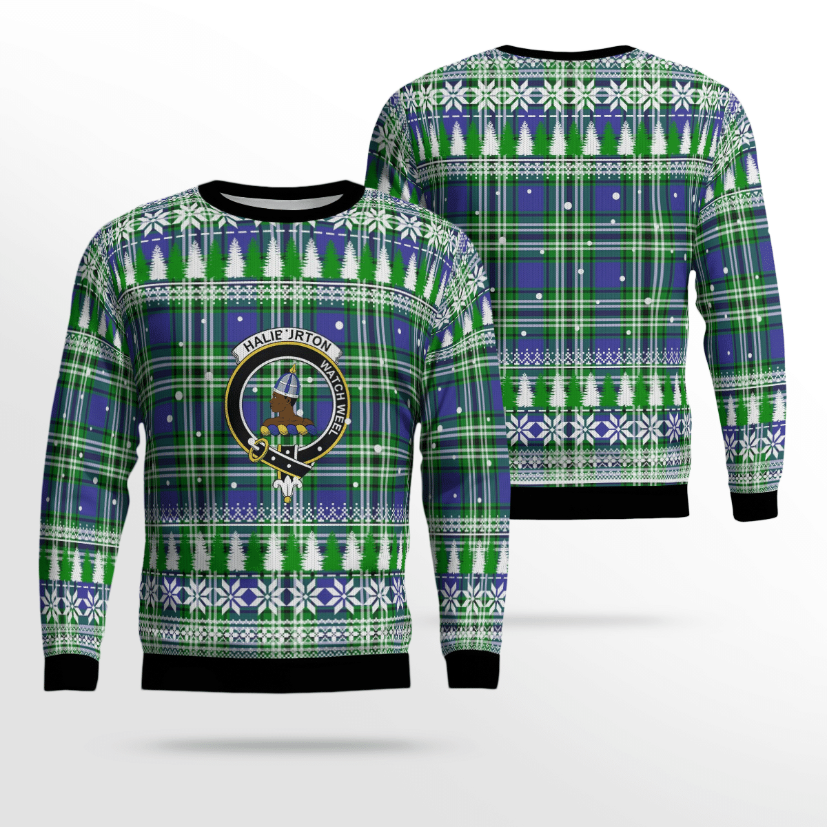 Clan Haliburton Crest Tartan Christmas Ugly Sweater ST52 Haliburton Crest Tartan Tartan Ugly Sweater   