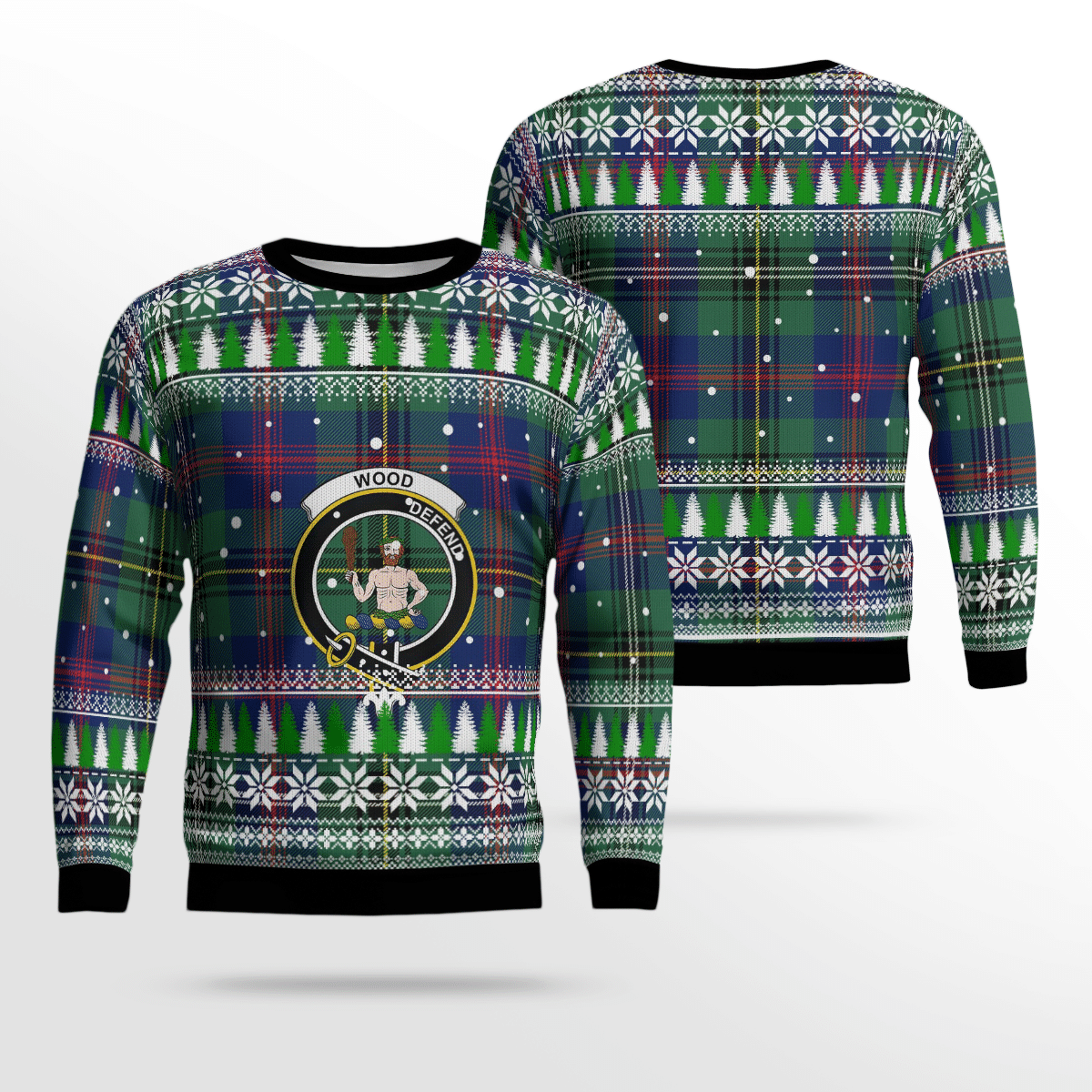 Clan Wood Modern Crest Tartan Christmas Ugly Sweater HP76 Wood Modern Crest Tartan Tartan Ugly Sweater   