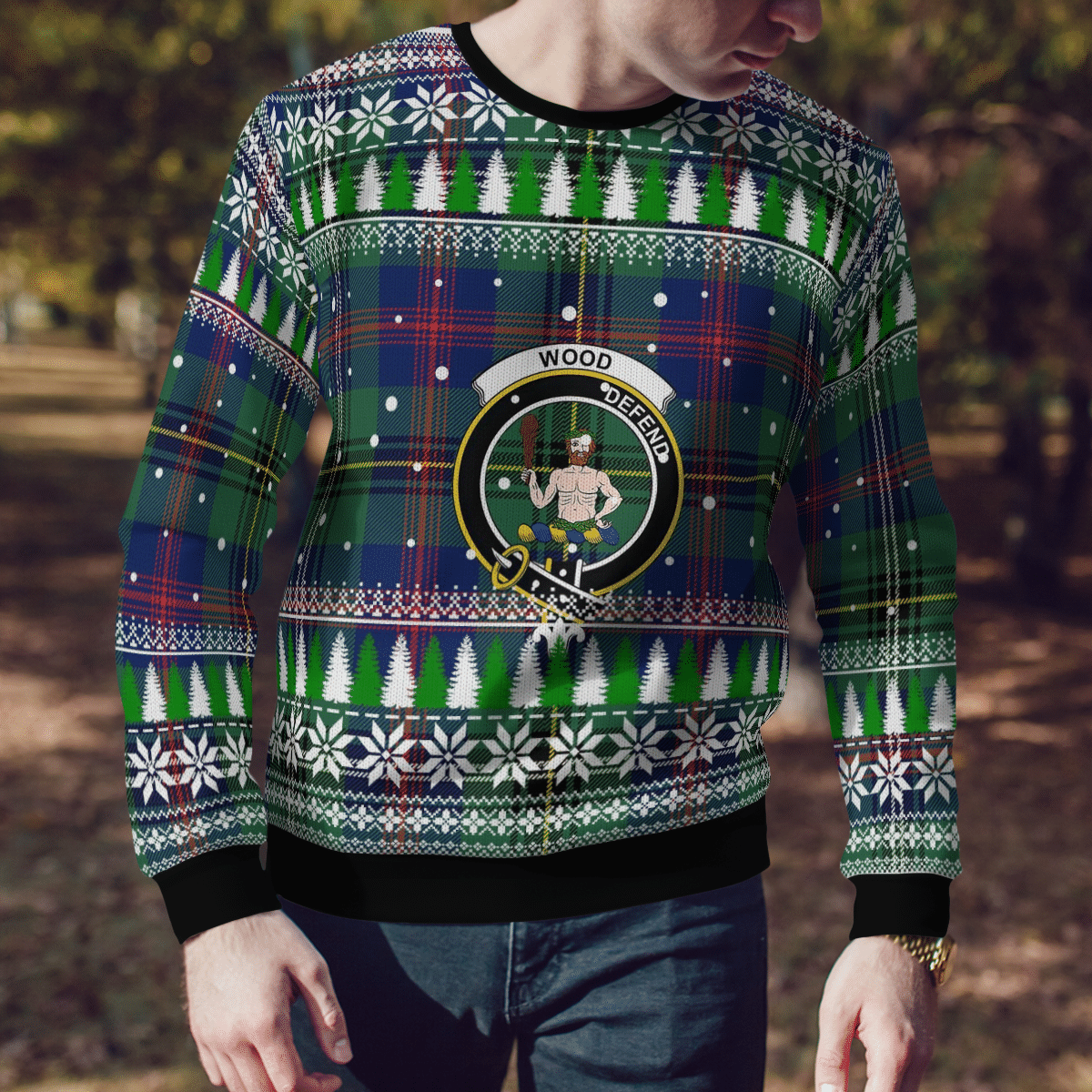 Clan Wood Modern Crest Tartan Christmas Ugly Sweater HP76 Wood Modern Crest Tartan Tartan Ugly Sweater   