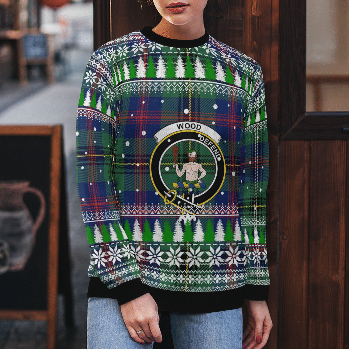 Clan Wood Modern Crest Tartan Christmas Ugly Sweater HP76 Wood Modern Crest Tartan Tartan Ugly Sweater   