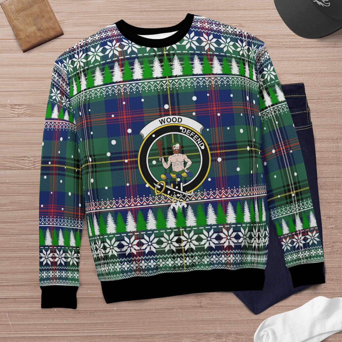 Clan Wood Modern Crest Tartan Christmas Ugly Sweater HP76 Wood Modern Crest Tartan Tartan Ugly Sweater   