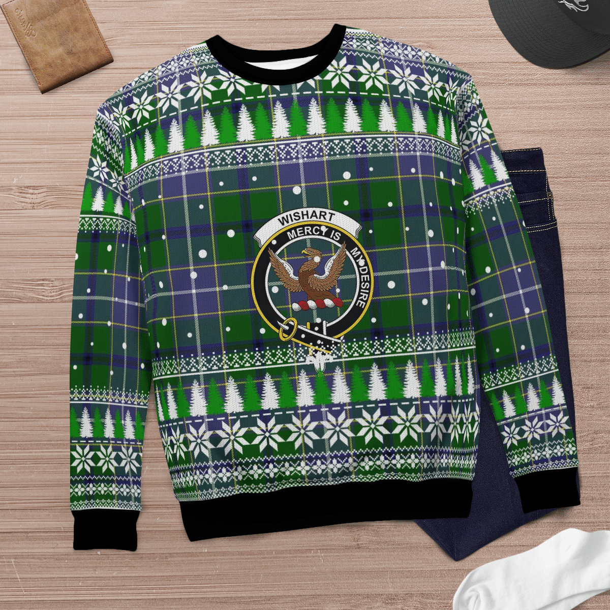 Clan Wishart Hunting Crest Tartan Christmas Ugly Sweater TA75 Wishart Hunting Crest Tartan Tartan Ugly Sweater   