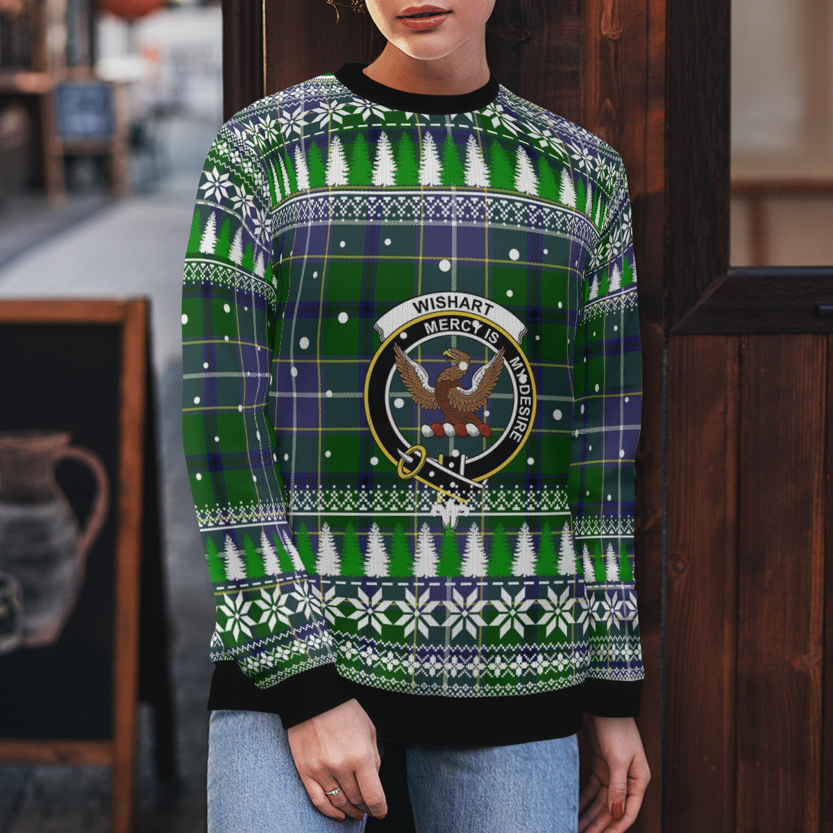 Clan Wishart Hunting Crest Tartan Christmas Ugly Sweater TA75 Wishart Hunting Crest Tartan Tartan Ugly Sweater   