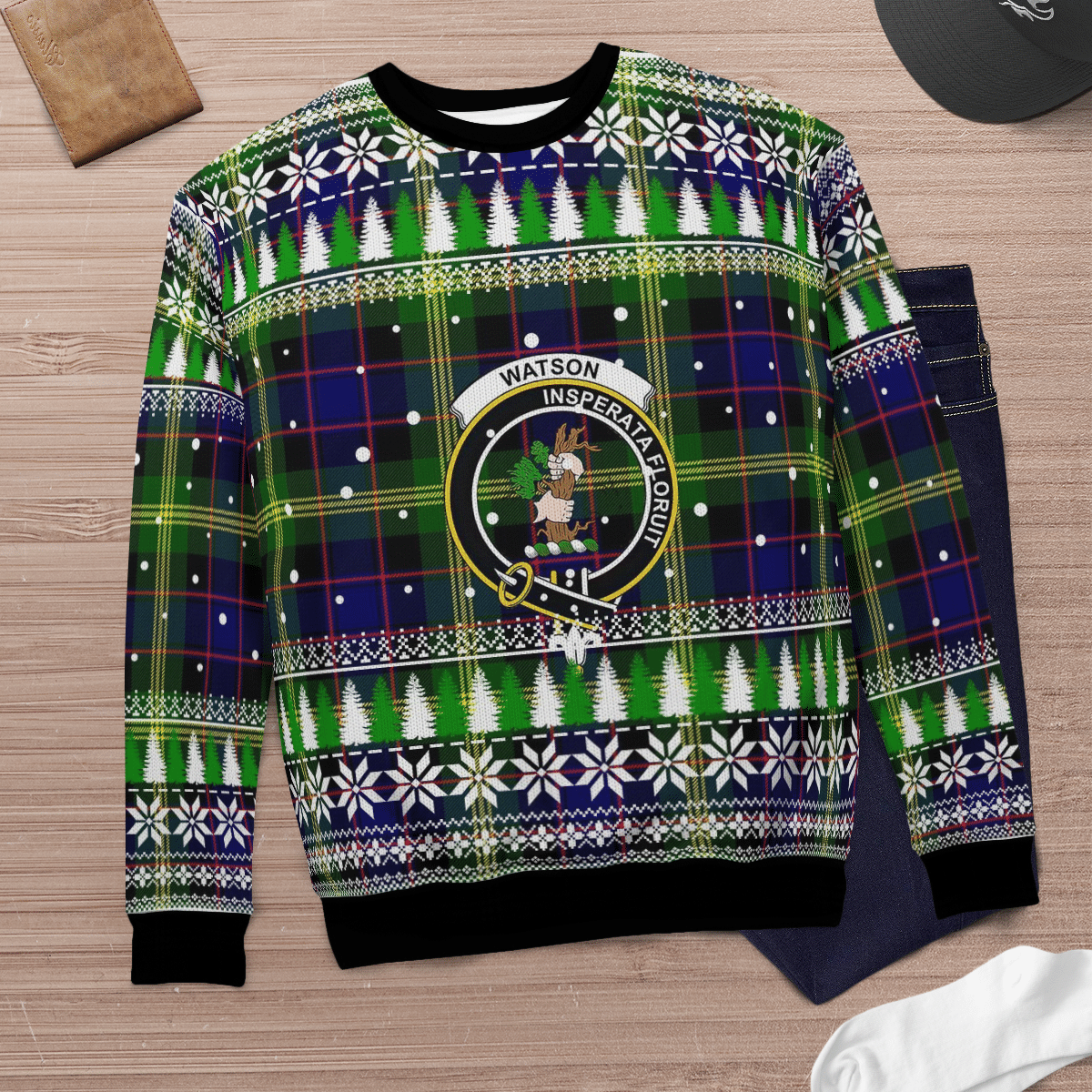 Clan Watson Modern Crest Tartan Christmas Ugly Sweater DX83 Watson Modern Crest Tartan Tartan Ugly Sweater   