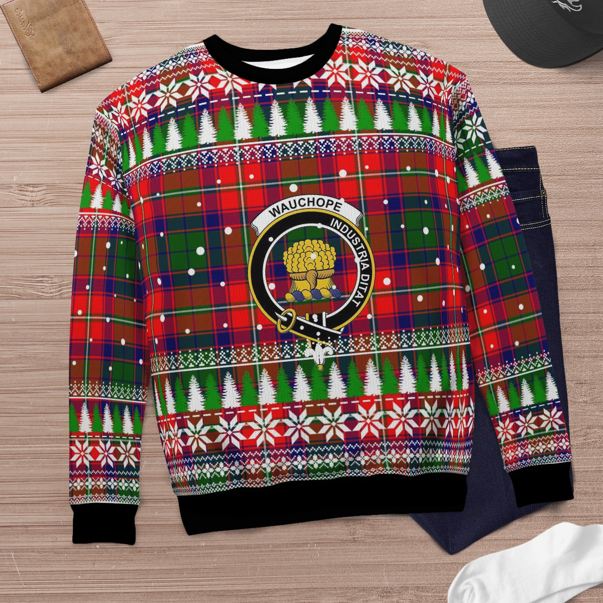 Clan Wauchope Crest Tartan Christmas Ugly Sweater FV70 Wauchope Crest Tartan Tartan Ugly Sweater   