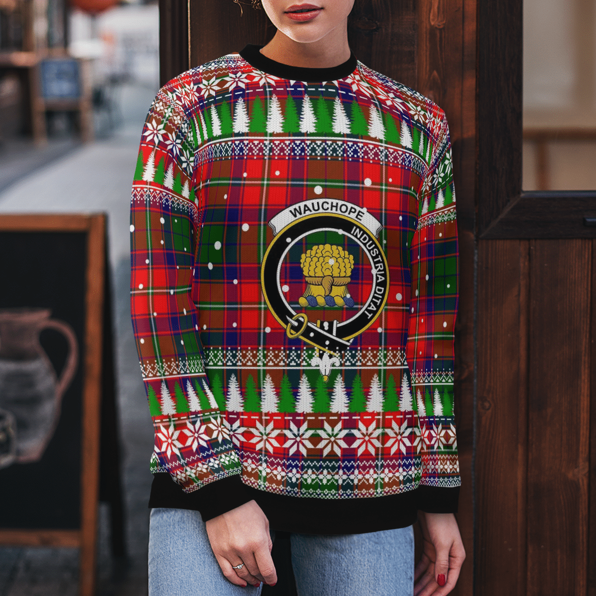 Clan Wauchope Crest Tartan Christmas Ugly Sweater FV70 Wauchope Crest Tartan Tartan Ugly Sweater   