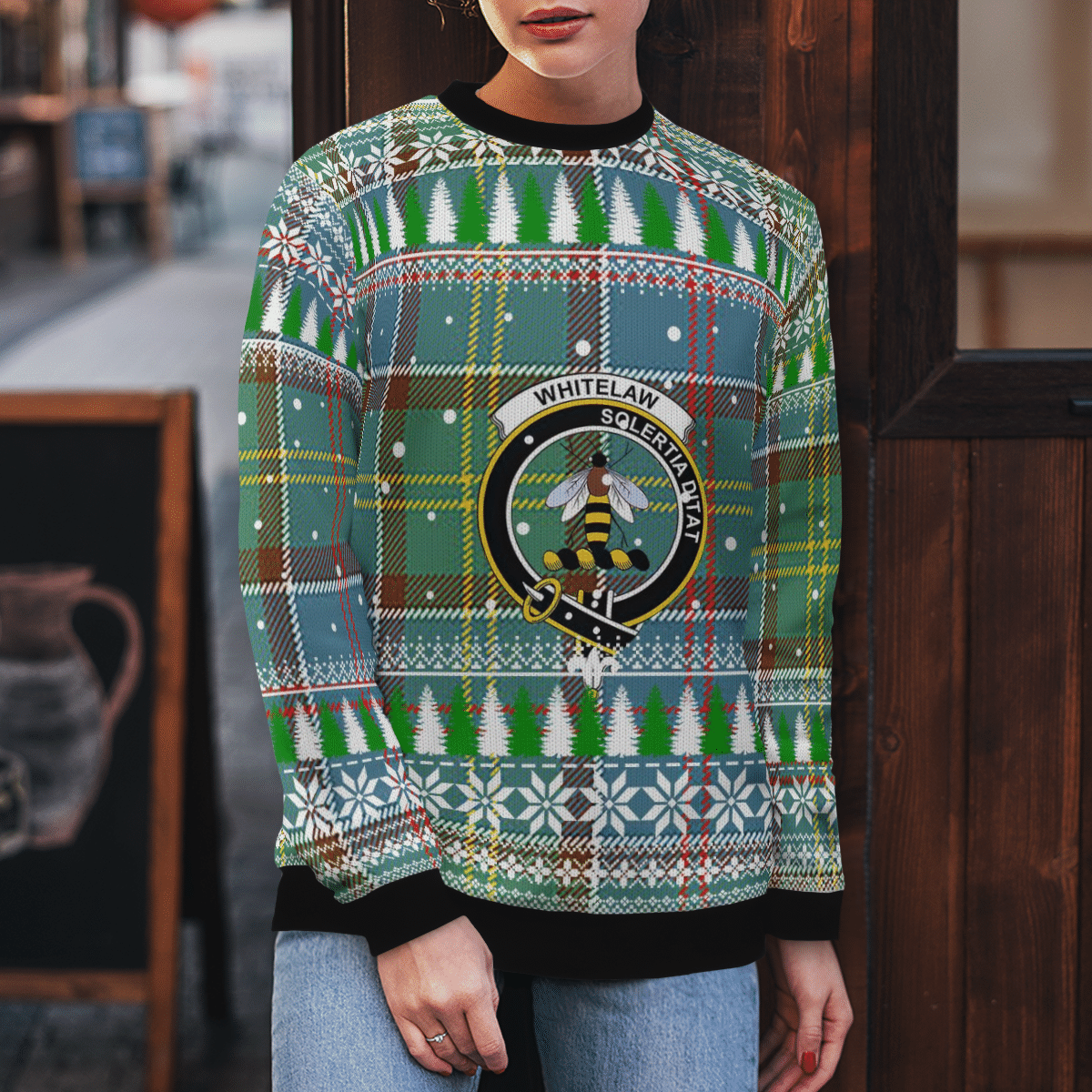 Clan Whitelaw Crest Tartan Christmas Ugly Sweater SQ13 Whitelaw Crest Tartan Tartan Ugly Sweater   