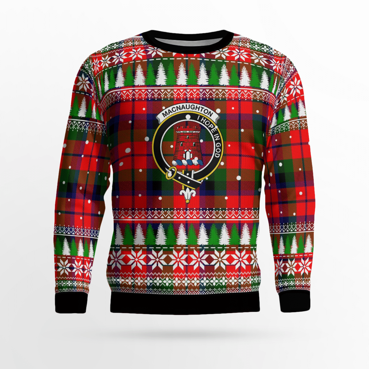 Clan MacNaughton Modern Crest Tartan Christmas Ugly Sweater XT40 MacNaughton Modern Crest Tartan Tartan Ugly Sweater   