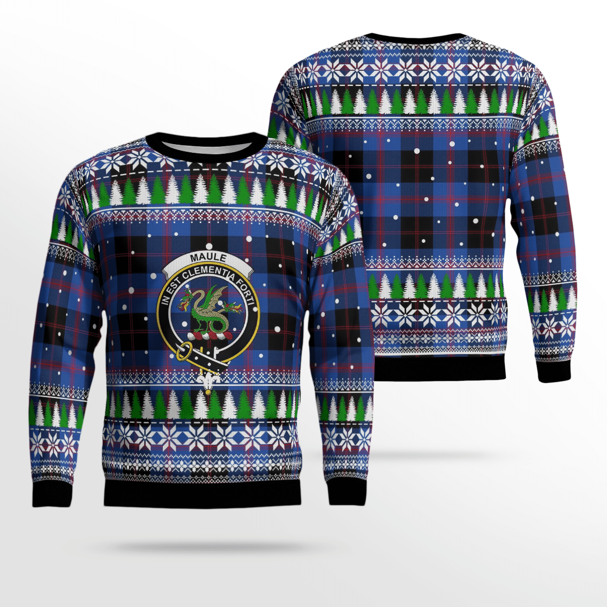 Clan Maule Crest Tartan Christmas Ugly Sweater NH58 Maule Crest Tartan Tartan Ugly Sweater   