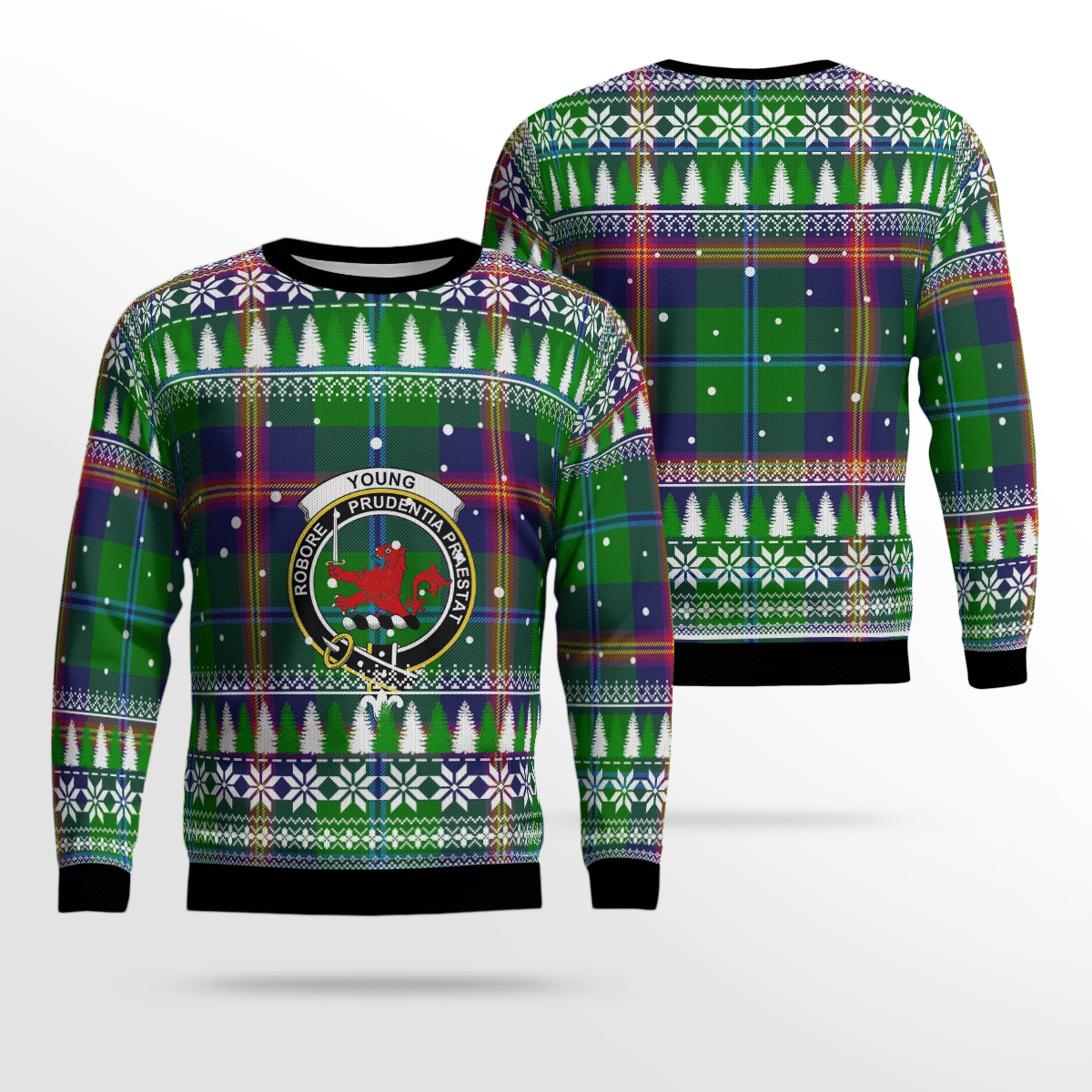 Clan Young Modern Crest Tartan Christmas Ugly Sweater ZY19 Young Modern Crest Tartan Tartan Ugly Sweater   