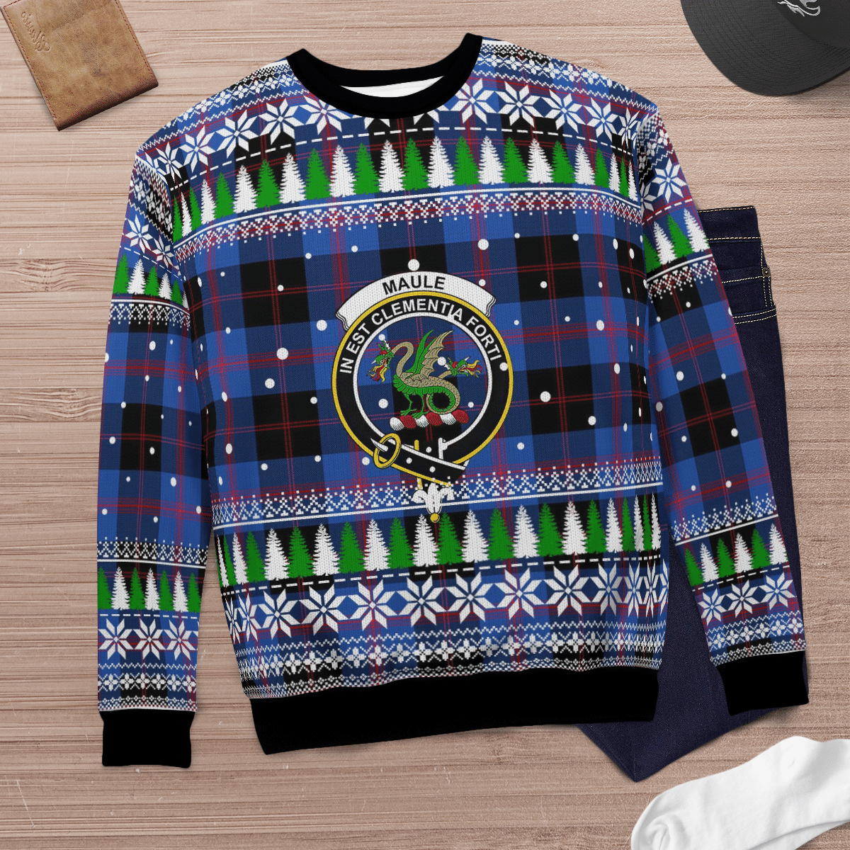 Clan Maule Crest Tartan Christmas Ugly Sweater NH58 Maule Crest Tartan Tartan Ugly Sweater   