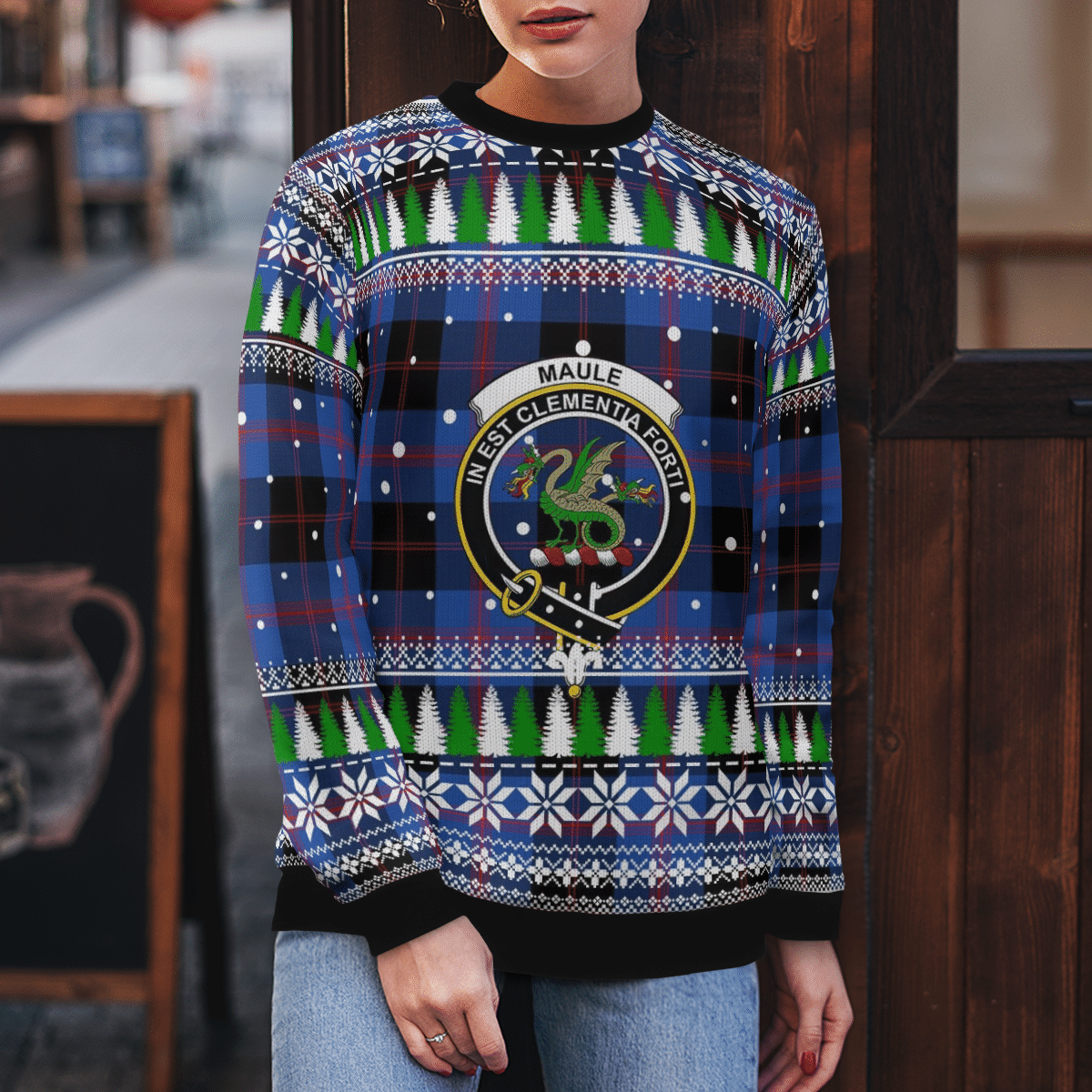 Clan Maule Crest Tartan Christmas Ugly Sweater NH58 Maule Crest Tartan Tartan Ugly Sweater   