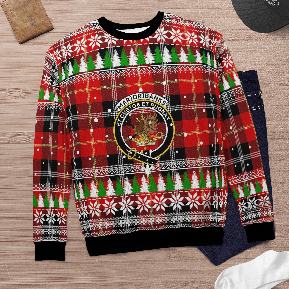 Clan Marjoribanks Crest Tartan Christmas Ugly Sweater GP78 Marjoribanks Crest Tartan Tartan Ugly Sweater   