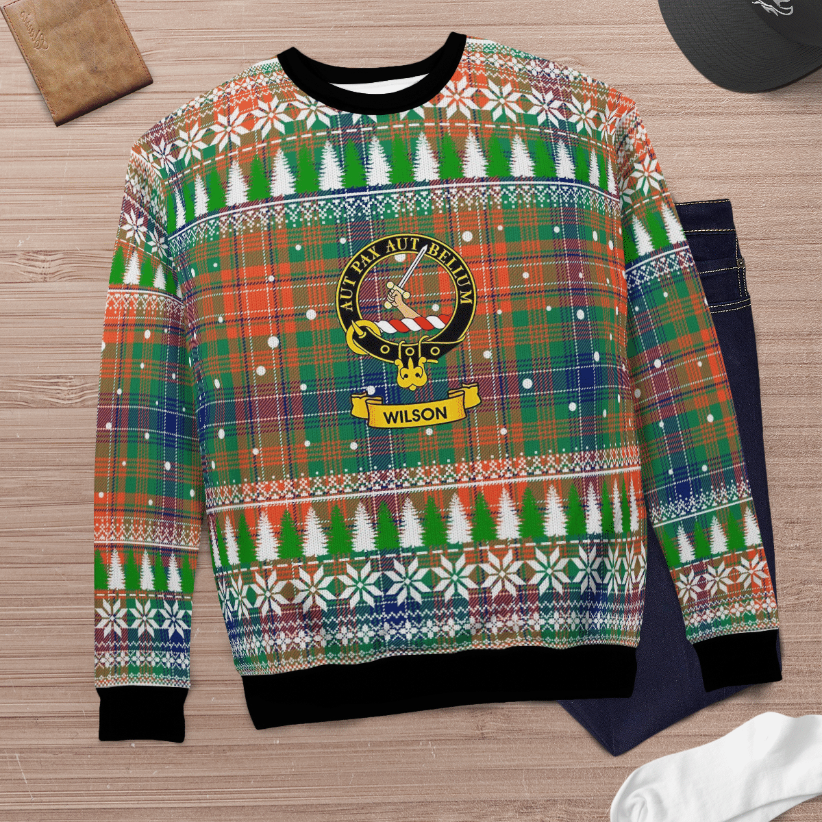 Clan Wilson Ancient Crest Tartan Christmas Ugly Sweater RP80 Wilson Ancient Crest Tartan Tartan Ugly Sweater   