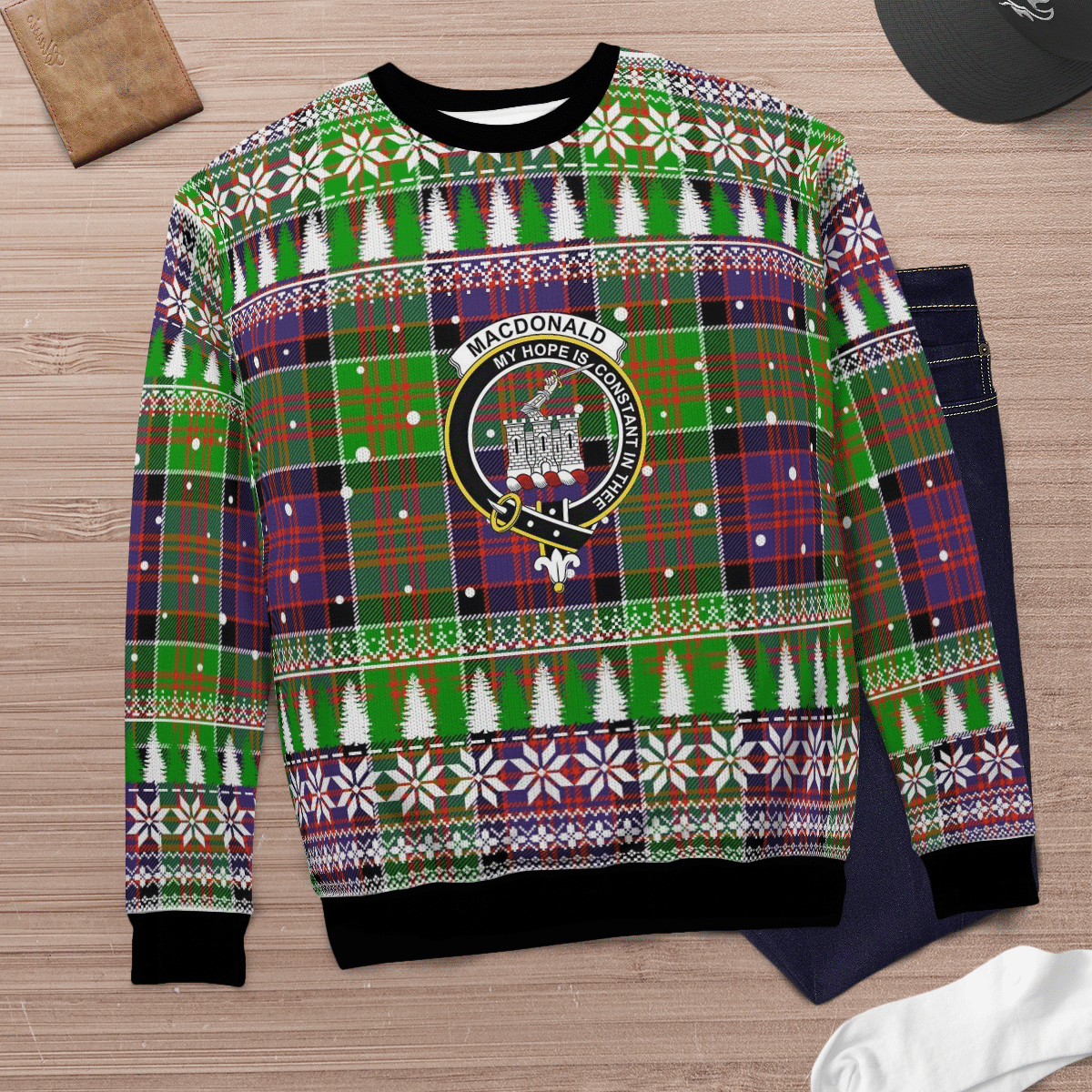 Clan MacDonald of Clanranald Crest Tartan Christmas Ugly Sweater LY44 MacDonald of Clanranald Crest Tartan Tartan Ugly Sweater   