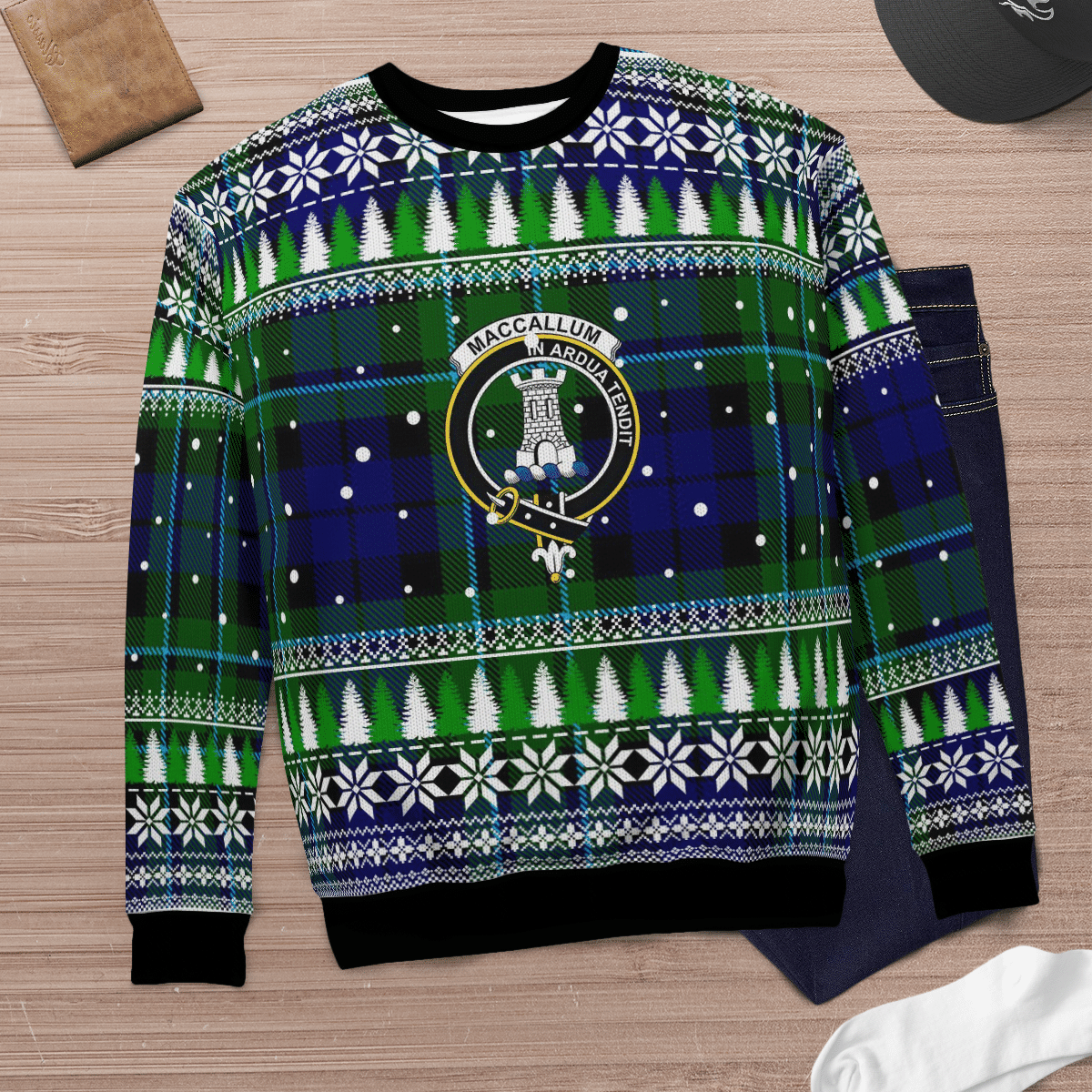 Clan MacCallum Modern Crest Tartan Christmas Ugly Sweater RL33 MacCallum Modern Crest Tartan Tartan Ugly Sweater   