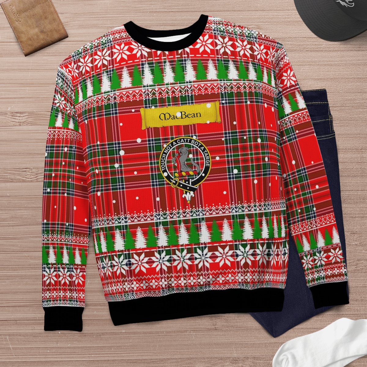 Clan MacBean Modern Crest Tartan Christmas Ugly Sweater JV40 MacBean Modern Crest Tartan Tartan Ugly Sweater   