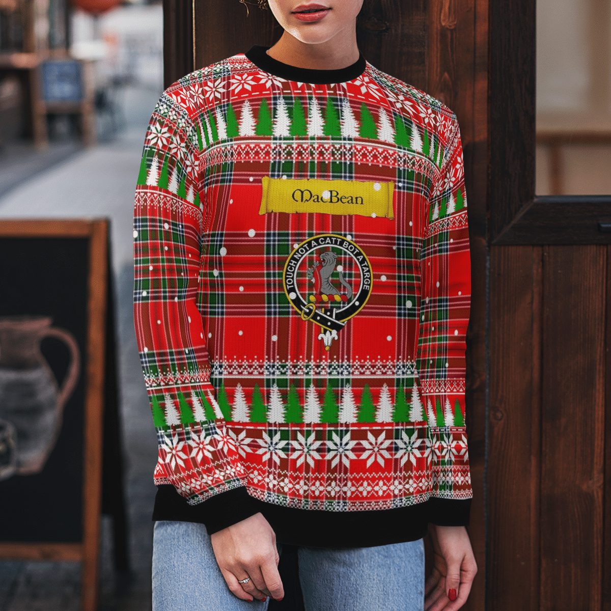 Clan MacBean Modern Crest Tartan Christmas Ugly Sweater JV40 MacBean Modern Crest Tartan Tartan Ugly Sweater   