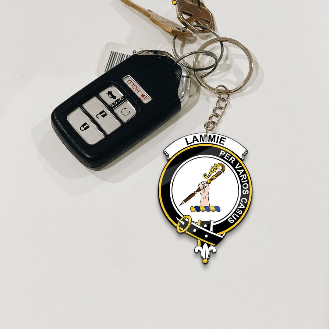 Clan Lammie Tartan Crest Keychain LN87 Clan Lammie Tartan Today   