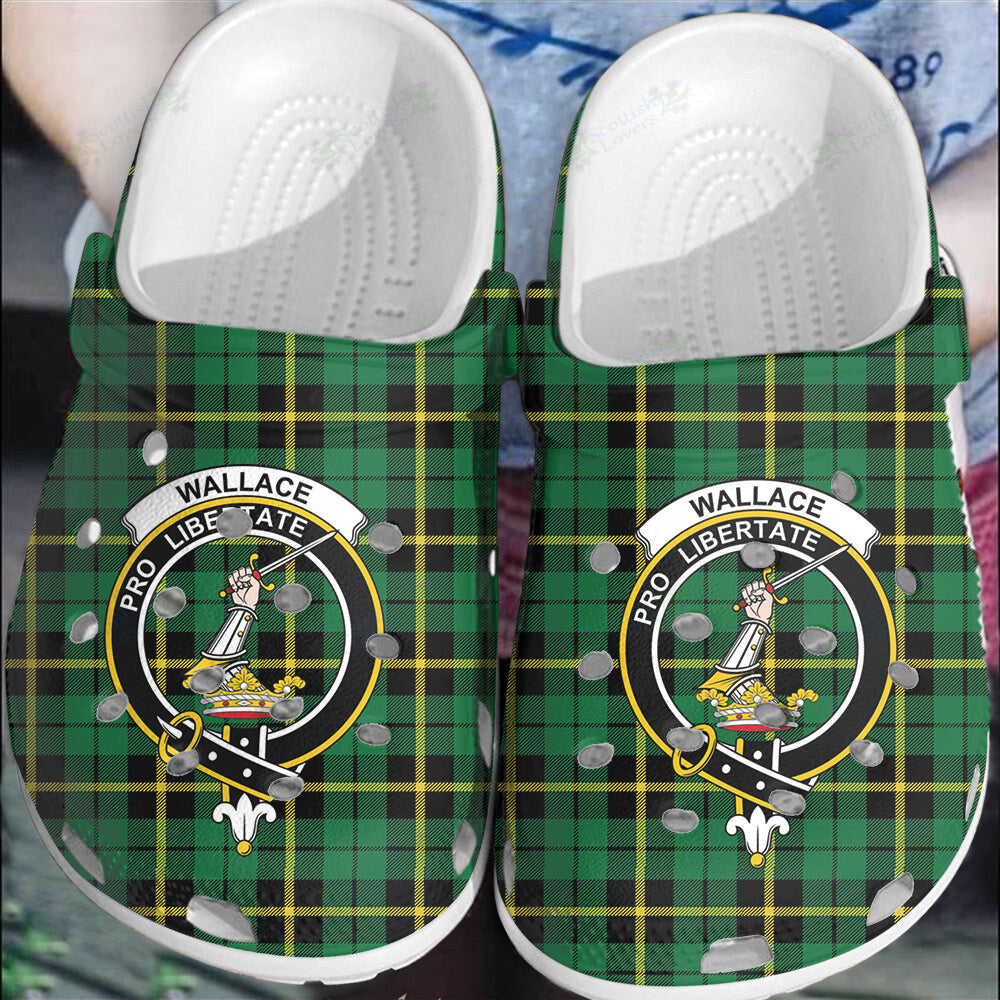 Clan Wallace Hunting - Green Tartan Crest Clogs Classic HB83 Wallace Hunting - Green Tartan Tartan Today   