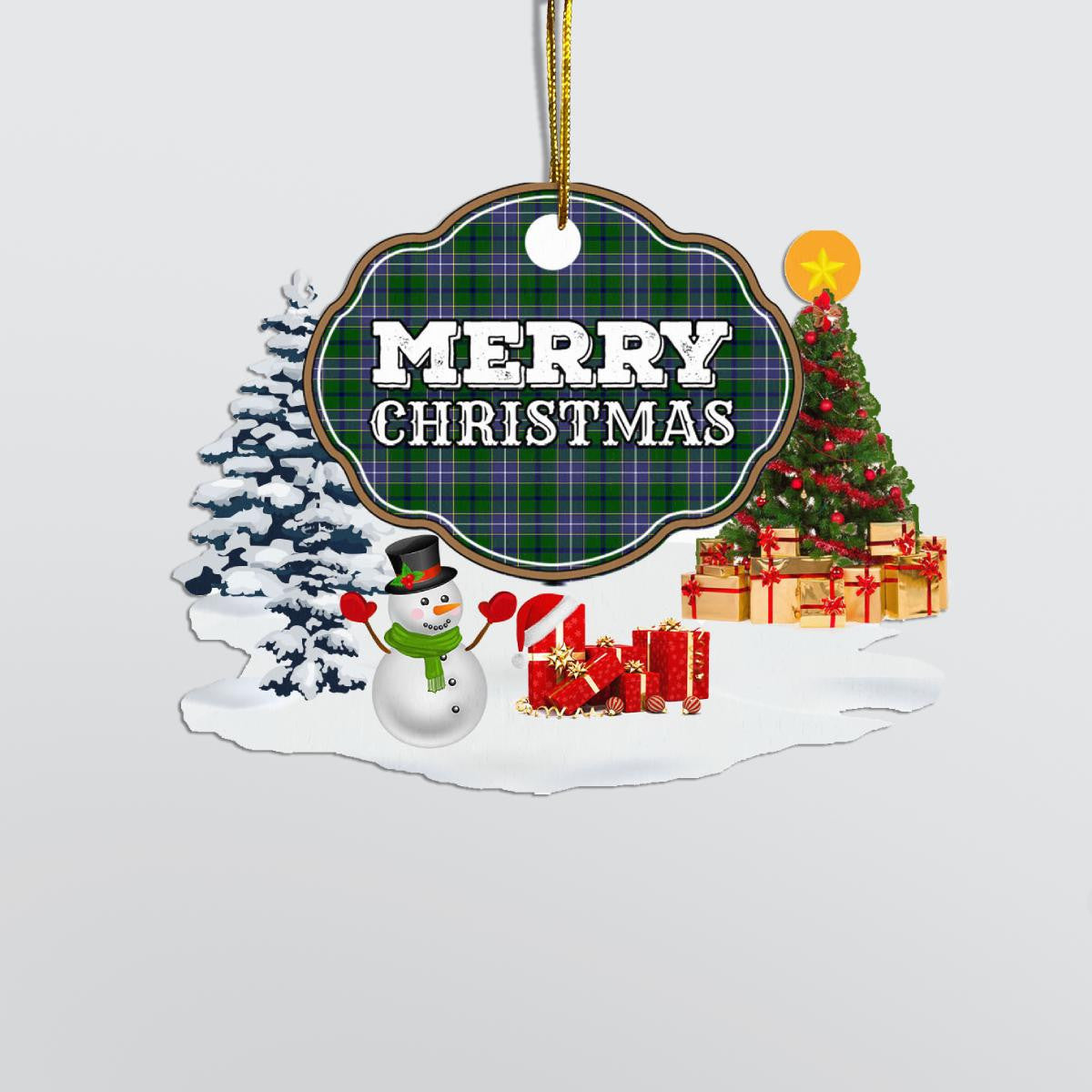 Clan Wishart Hunting "Merry Christmas" Tartan Acrylic Ornament XP72 Wishart Hunting Tartan Tartan Christmas   