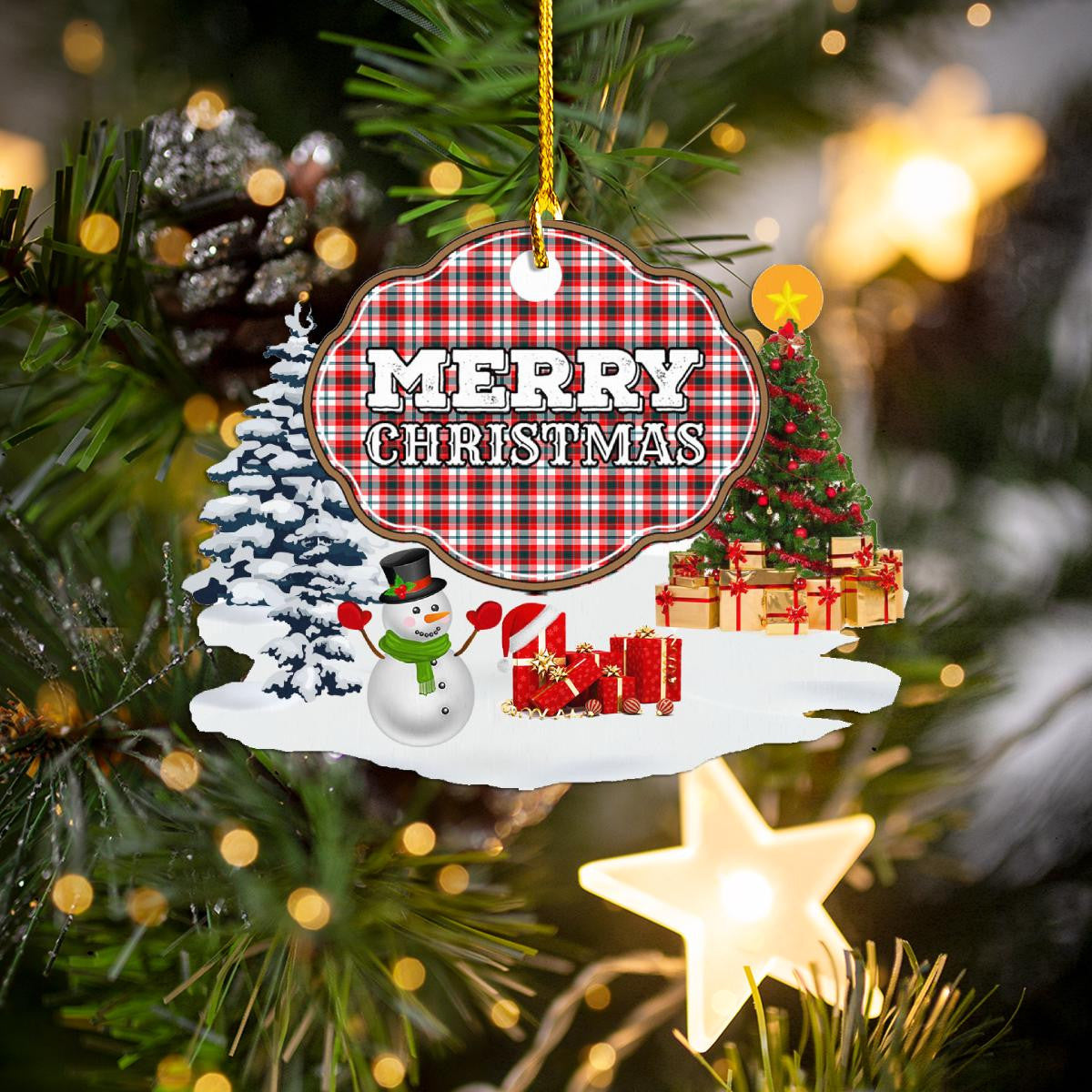 Clan Glasgow District "Merry Christmas" Tartan Acrylic Ornament XT48 Glasgow District Tartan Tartan Christmas   