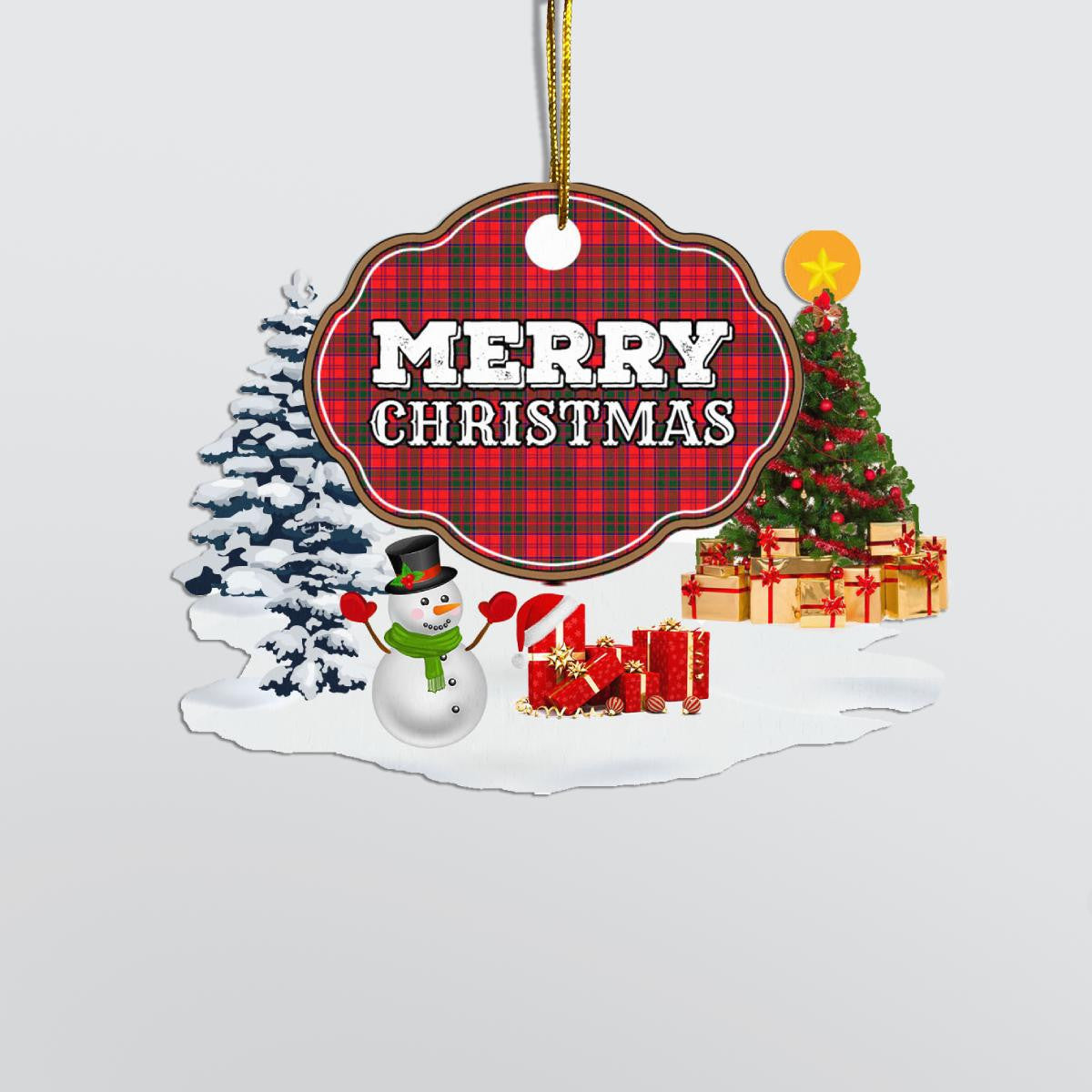 Clan Drummond Modern "Merry Christmas" Tartan Acrylic Ornament SD54 Drummond Modern Tartan Tartan Christmas   