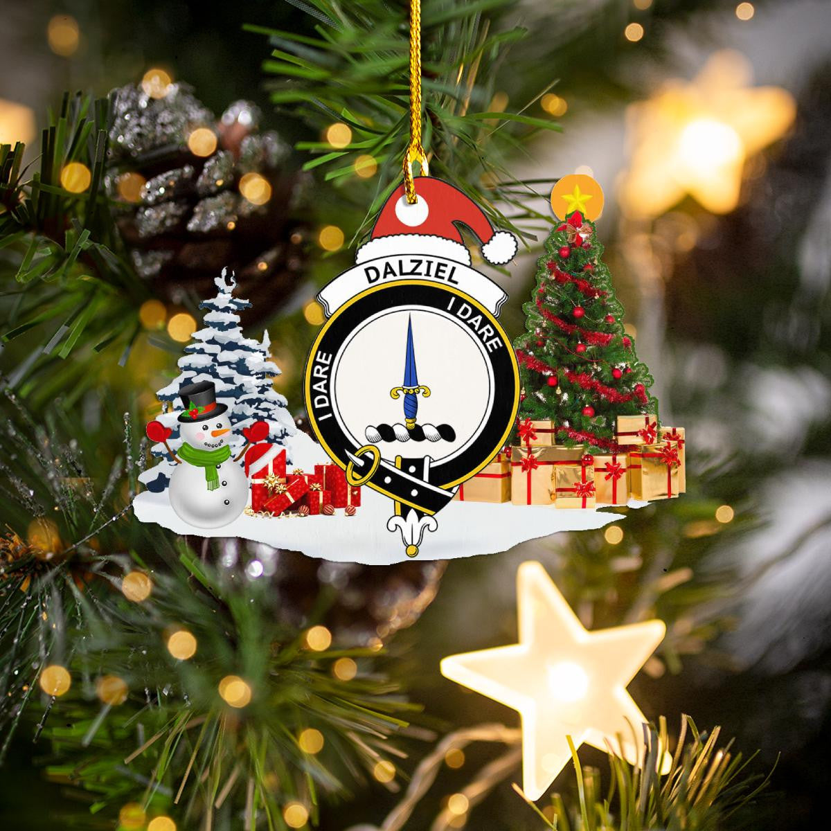 Clan Dalziel Crest Tartan Acrylic Christmas Ornament YP41 Dalziel Tartan Tartan Christmas   