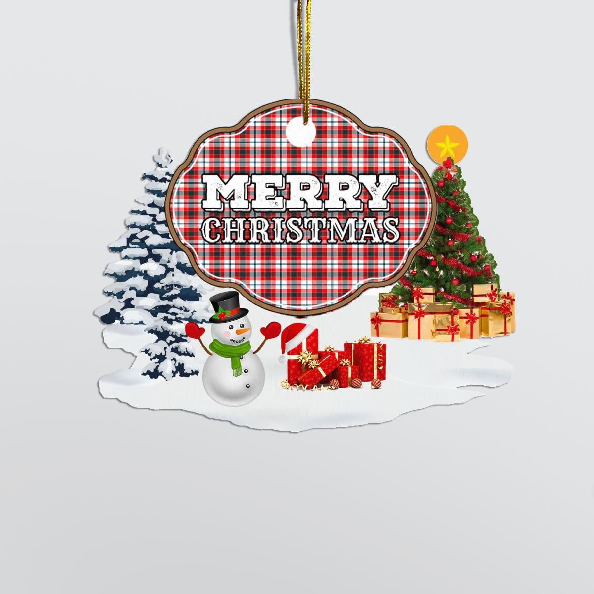 Clan Glasgow District "Merry Christmas" Tartan Acrylic Ornament XT48 Glasgow District Tartan Tartan Christmas   