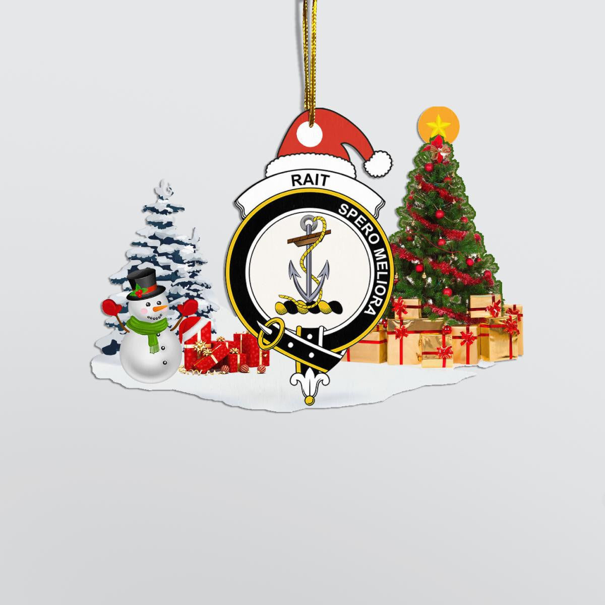 Clan Rait Crest Tartan Acrylic Christmas Ornament YV94 Rait Tartan Tartan Christmas   