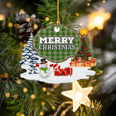 Clan Cunningham Dress Green Dancers "Merry Christmas" Tartan Acrylic Ornament MB14 Cunningham Dress Green Dancers Tartan Tartan Christmas   