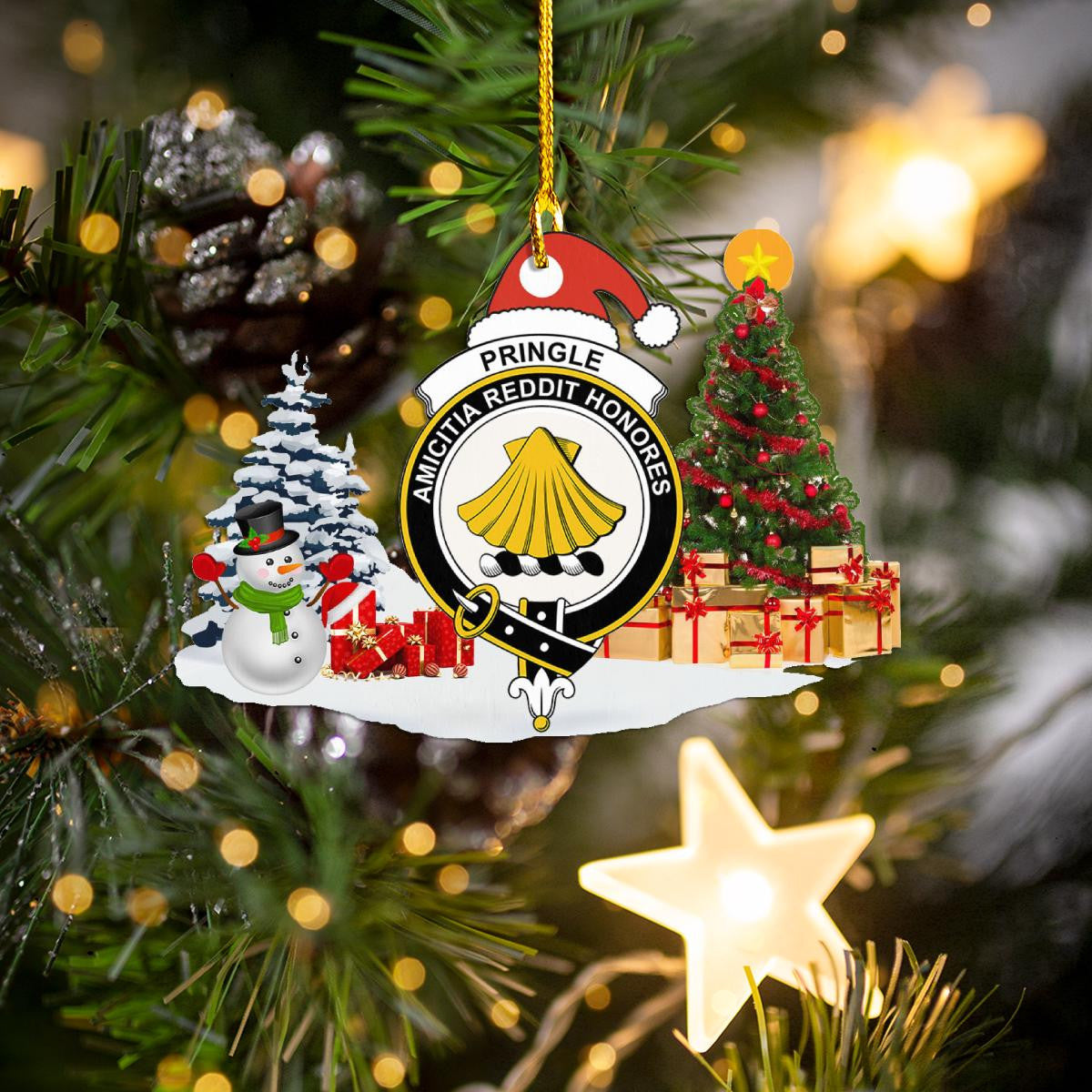 Clan Pringle Crest Tartan Acrylic Christmas Ornament ZM64 Pringle Tartan Tartan Christmas   