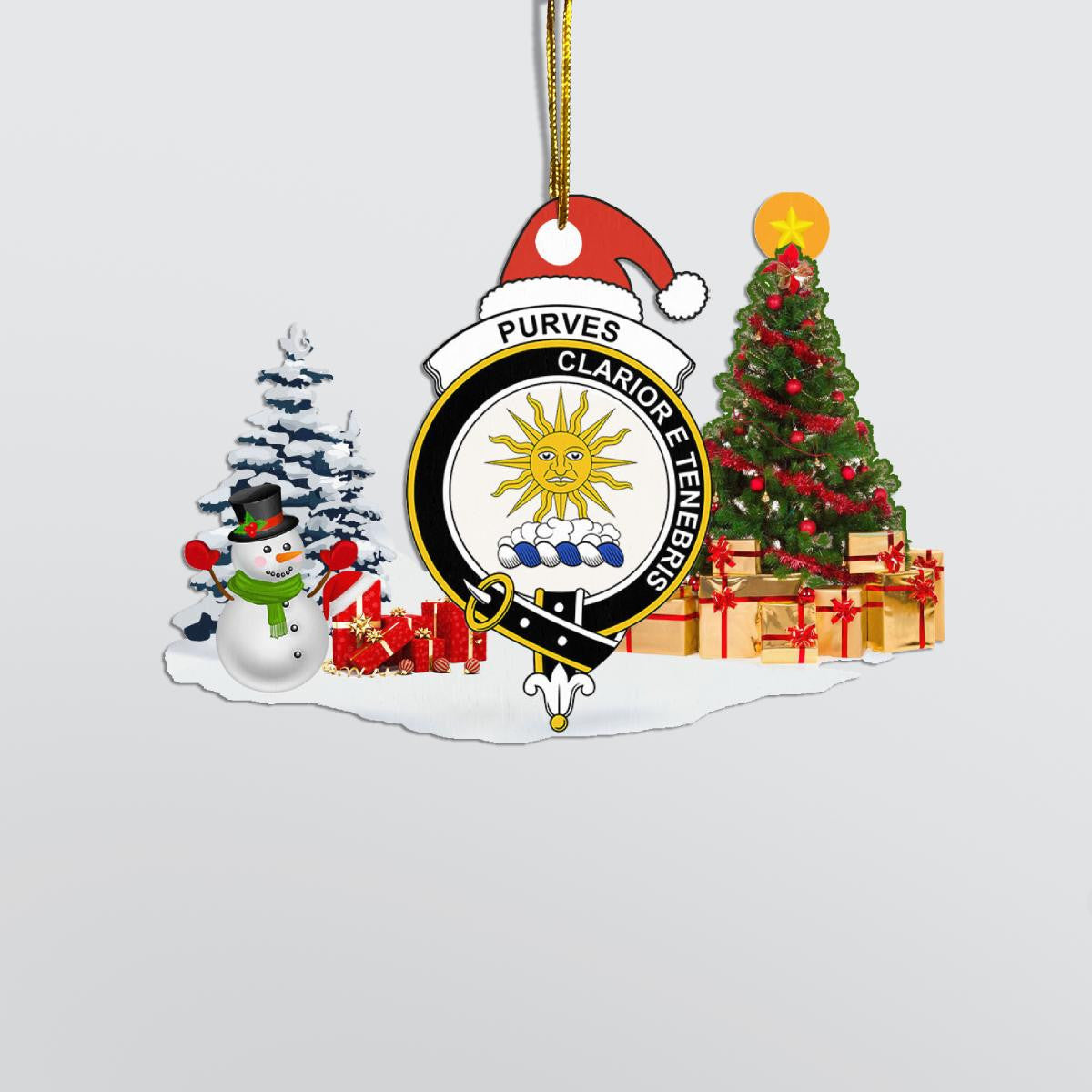 Clan Purves Crest Tartan Acrylic Christmas Ornament OH26 Purves Tartan Tartan Christmas   