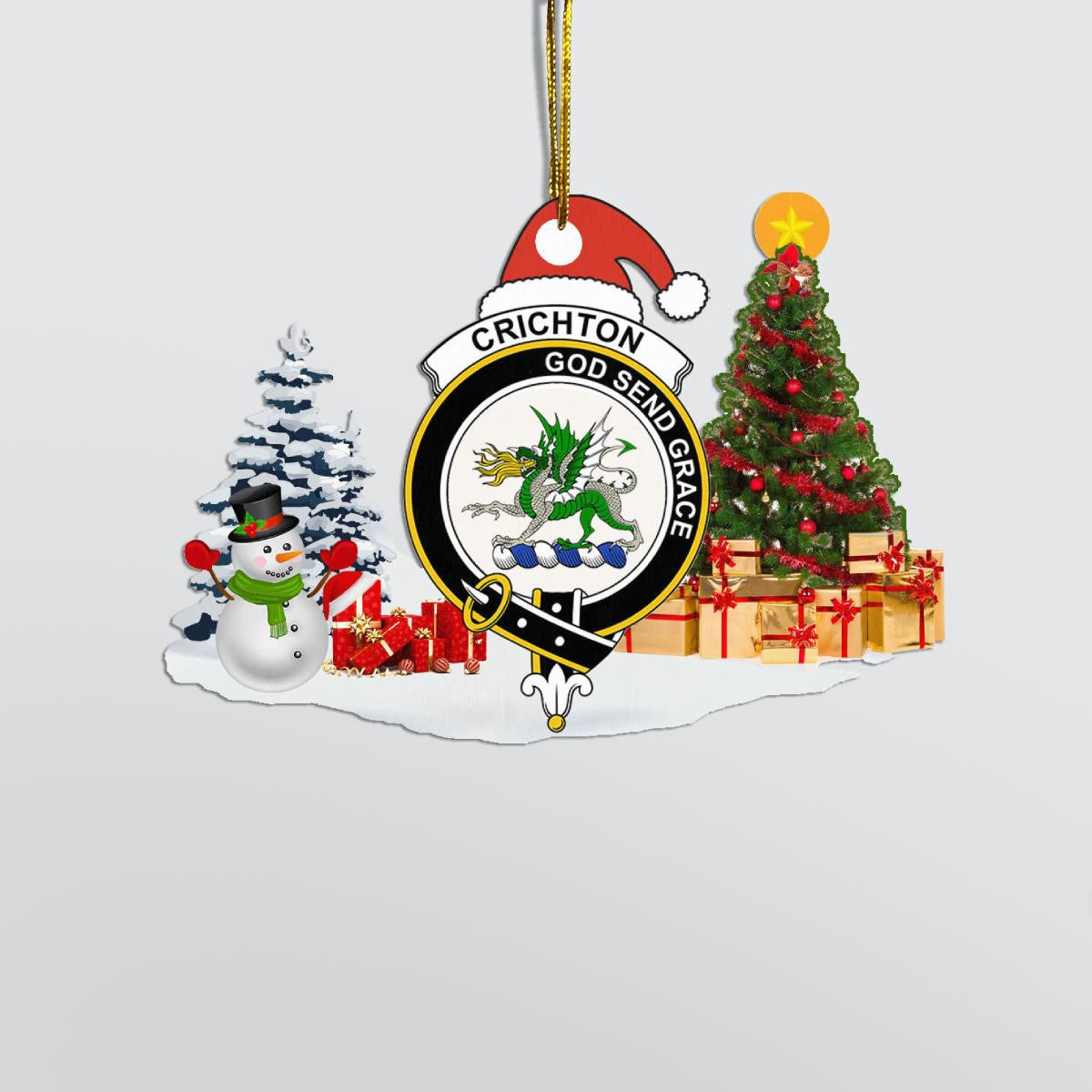 Clan Crichton Crest Tartan Acrylic Christmas Ornament RA72 Crichton Tartan Tartan Christmas   