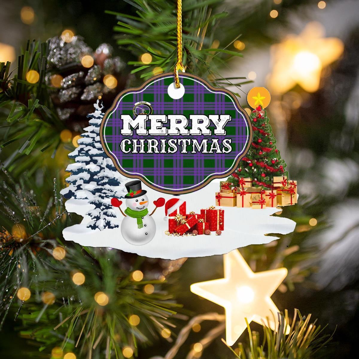 Clan Elphinstone "Merry Christmas" Tartan Acrylic Ornament CS60 Elphinstone Tartan Tartan Christmas   