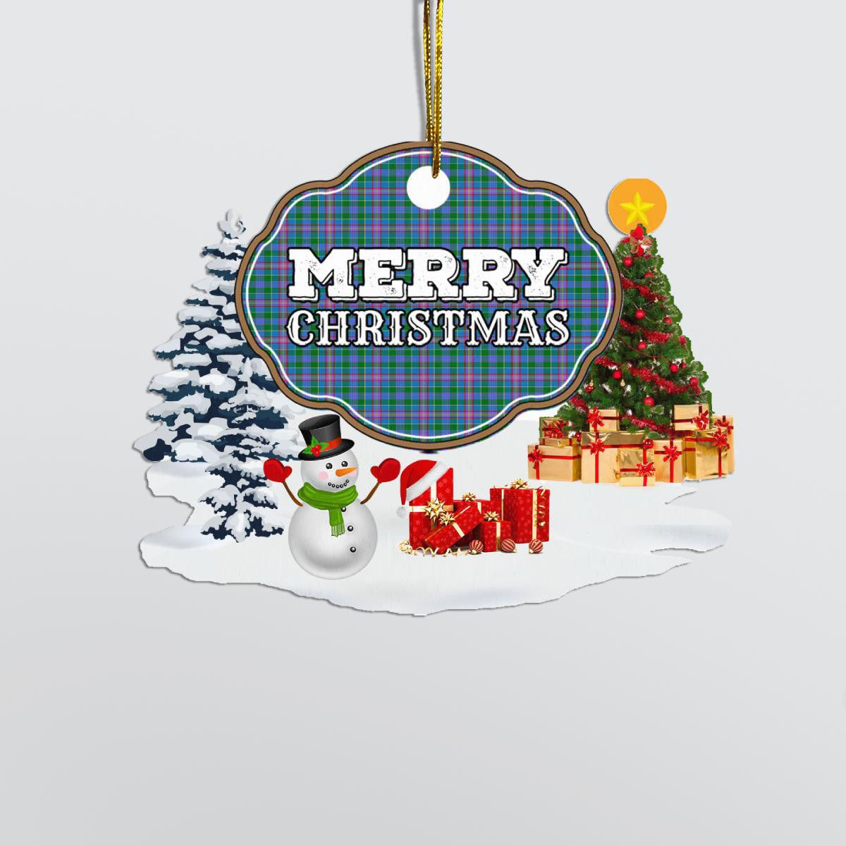 Clan Pitcairn Hunting "Merry Christmas" Tartan Acrylic Ornament AS70 Pitcairn Hunting Tartan Tartan Christmas   