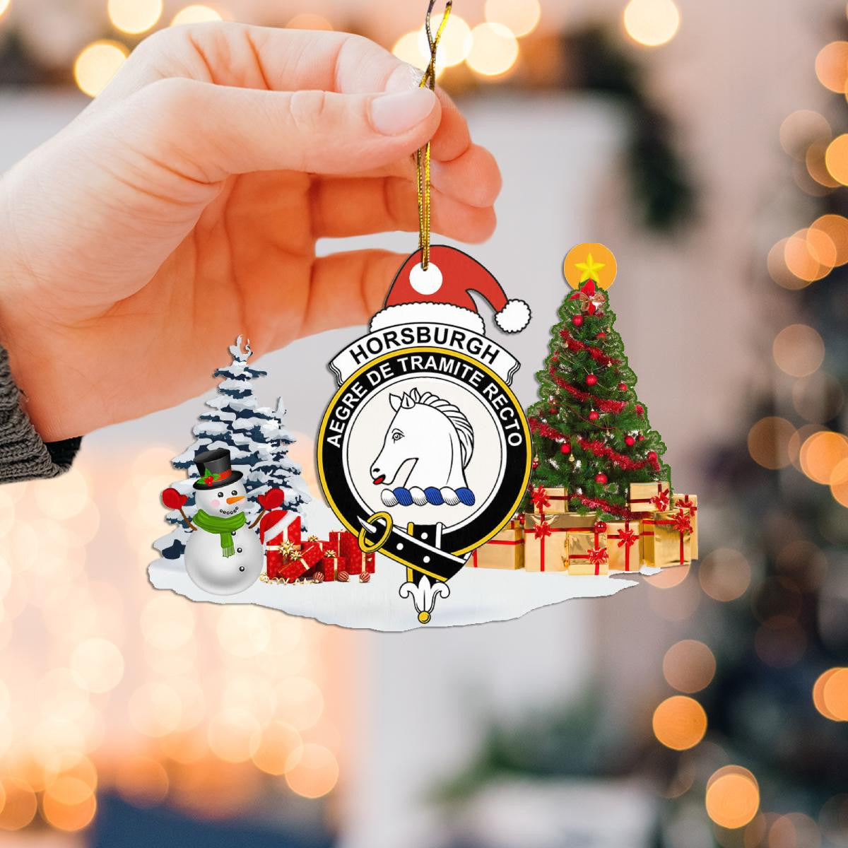 Clan Horsburgh Crest Tartan Acrylic Christmas Ornament FT91 Horsburgh Tartan Tartan Christmas   