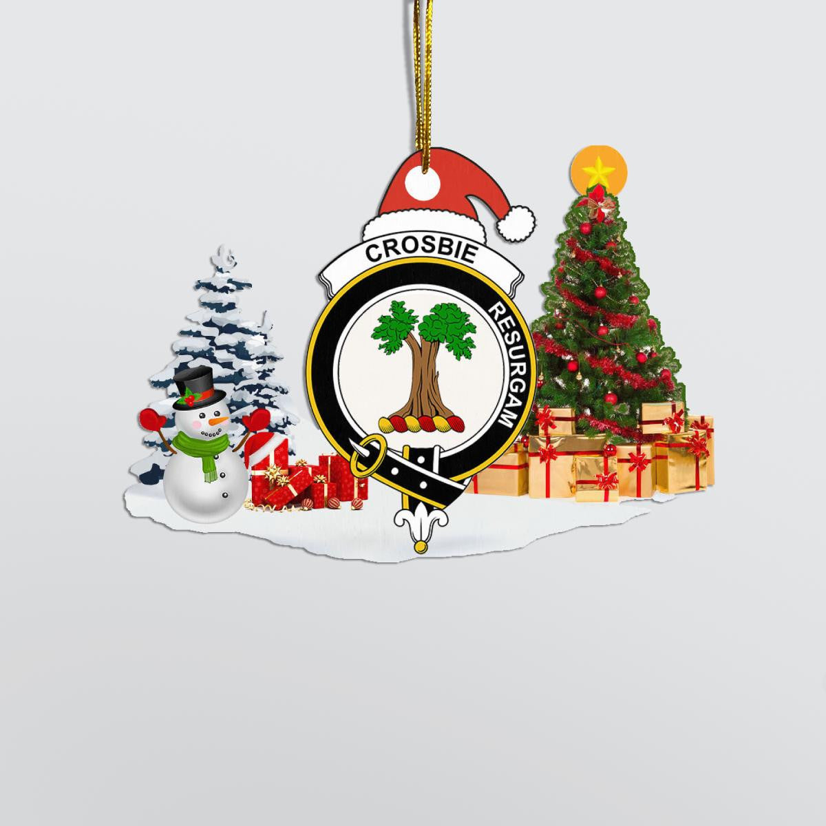 Clan Crosbie (or Crosby) Crest Tartan Acrylic Christmas Ornament EU77 Crosbie (or Crosby) Tartan Tartan Christmas   