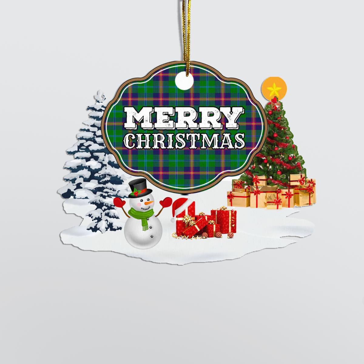 Clan Young Modern "Merry Christmas" Tartan Acrylic Ornament NY75 Young Modern Tartan Tartan Christmas   